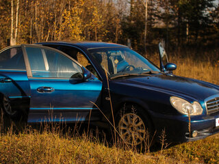 2008 Hyundai Sonata ТагАЗ IV (EF) Рестайлинг, синий, 400000 рублей, вид 2