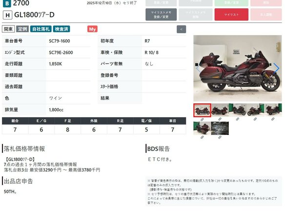 2025 Honda GL 1800 Gold Wing, красный, 3589000 рублей - вид 10