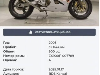 2003 Kawasaki ZX-9R Ninja, серебристый, 425000 рублей, вид 2