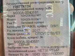 2017 Toyota Roomy I, серый, 1200000 рублей, вид 5