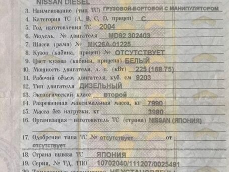 2004 Nissan Diesel Condor, белый, 6000000 рублей, вид 3