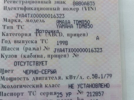 1998 Yamaha TDM850, серебристый, 270000 рублей, вид 1