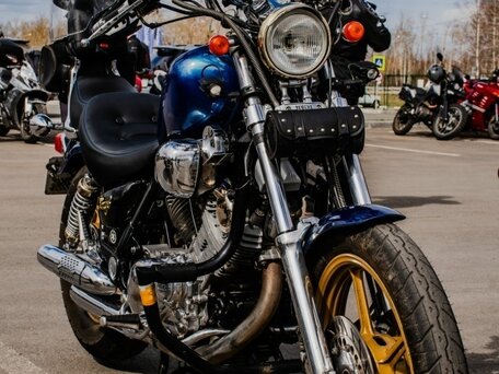 1990 Yamaha XV750 Virago, синий, 300000 рублей, вид 1