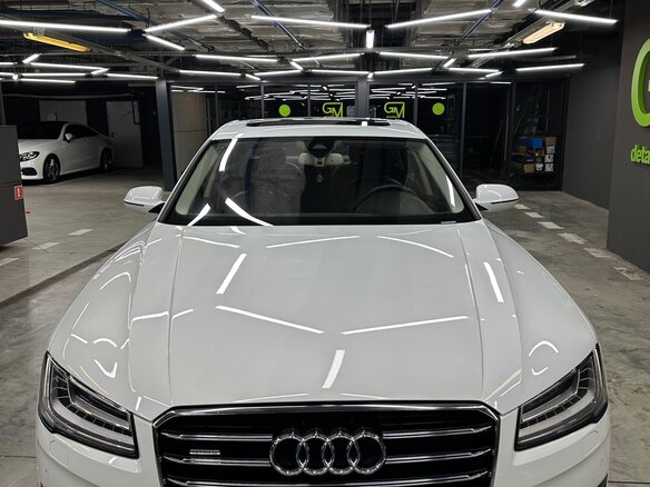 2014 Audi A8 Long III (D4) Рестайлинг, белый, 2350000 рублей - вид 3