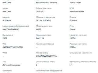 2003 Nissan Murano I (Z50), синий, 370000 рублей, вид 4