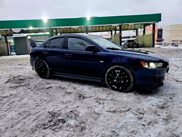 2008 Mitsubishi Lancer X, синий, 750000 рублей - вид 4