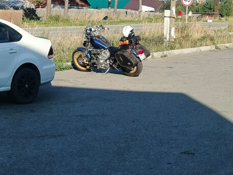 1990 Yamaha XV750 Virago, синий, 300000 рублей, вид 5