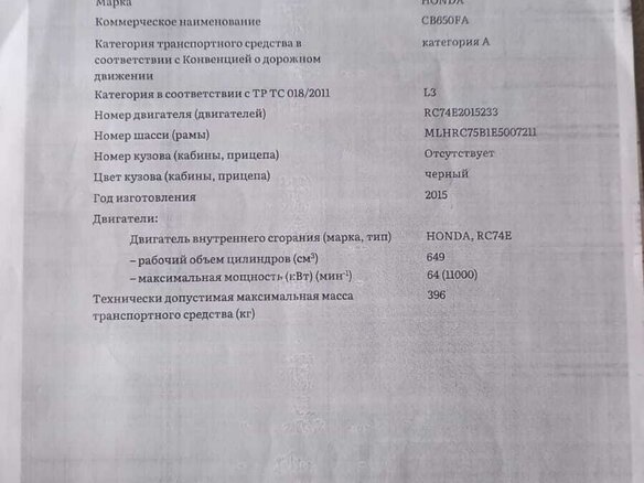 2015 Honda CB 650F, чёрный, 720000 рублей - вид 4