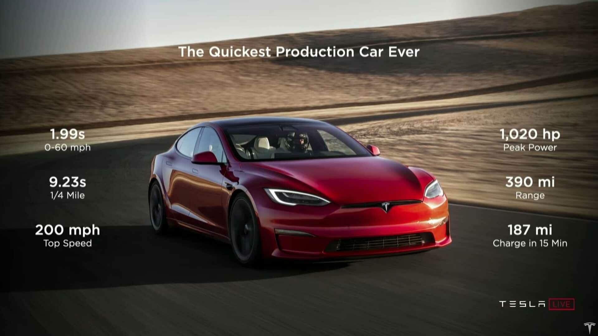 Видеоигры и 1100 сил: представлен быстрейший электрокар на Земле от Tesla