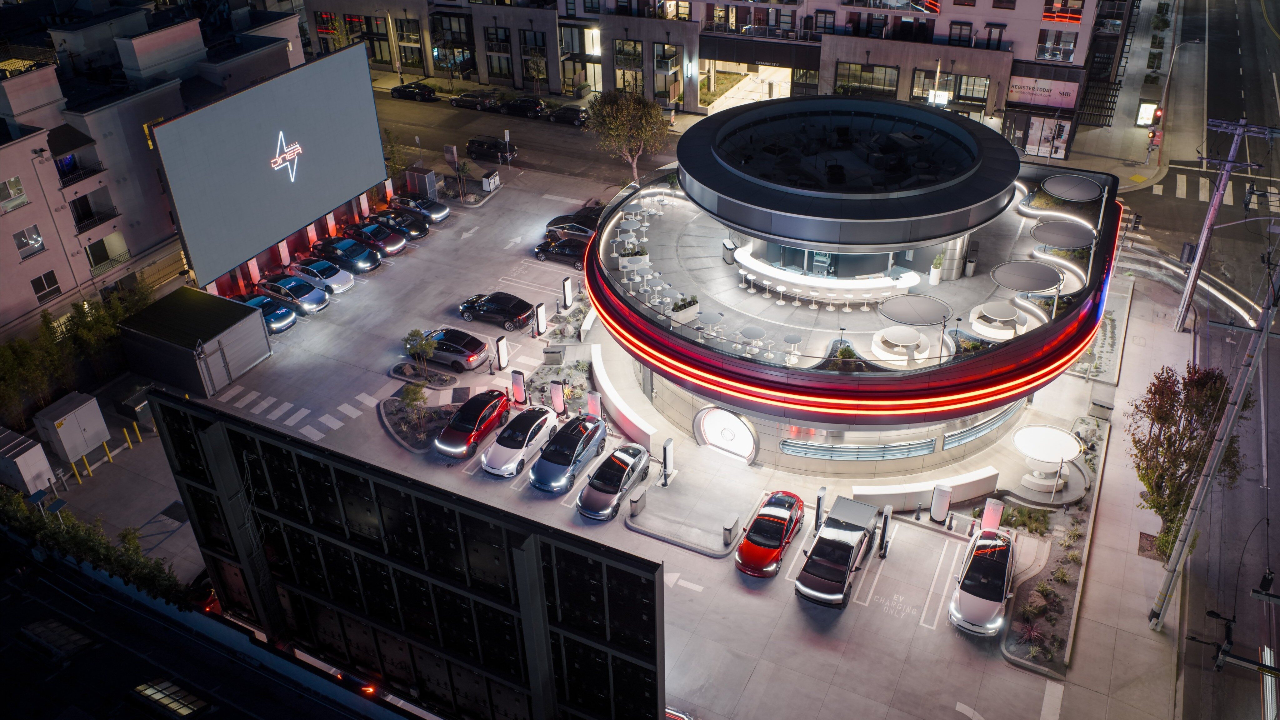 Tesla открыла в Лос-Анджелесе первый ресторан с кинотеатром