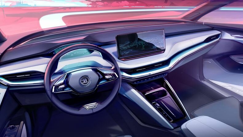 Появились изображения интерьера нового кроссовера Skoda
