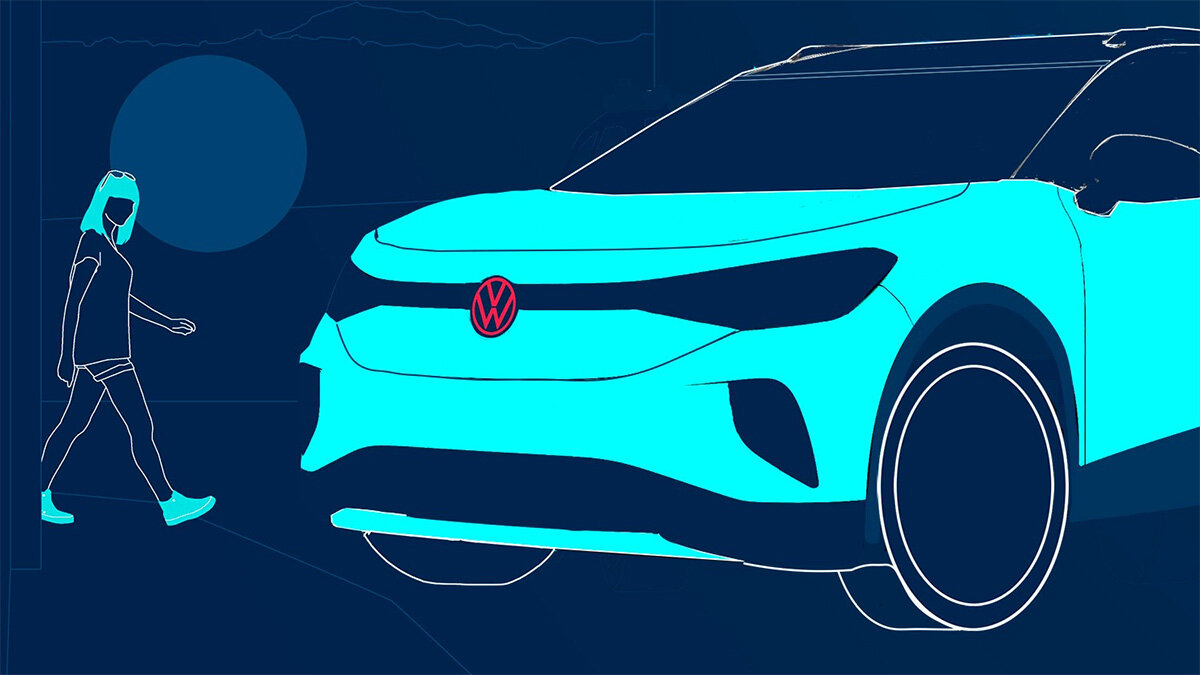 Серийный электрокроссовер VW ID.4 показали на официальных тизерах
