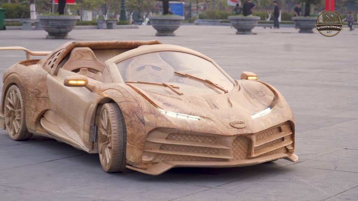 Посмотрите, как создавали шикарно детализированный Bugatti Centodieci из дерева