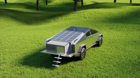 Посмотрите на складной дом для пикапа Tesla Cybertruck, который помещается в кузове