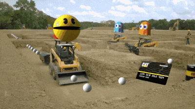Посмотрите, как экскаваторы Caterpillar сыграли в Пакмана в реальной жизни