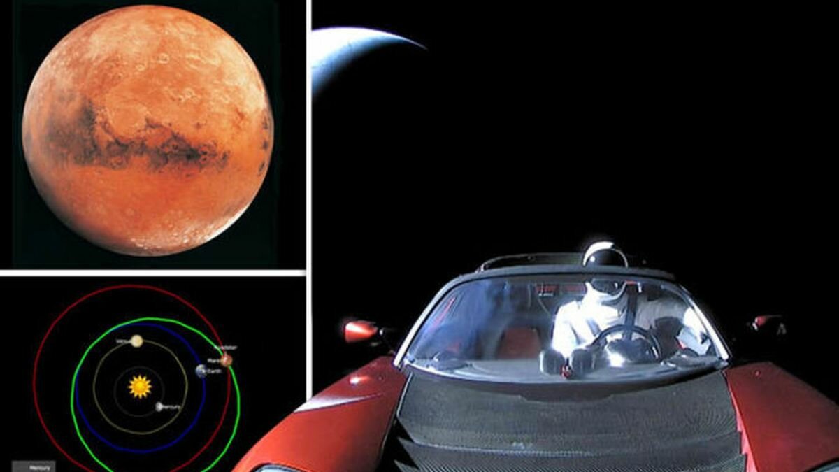Запущенный в космос электрокар Tesla Roadster пролетел «возле» Марса