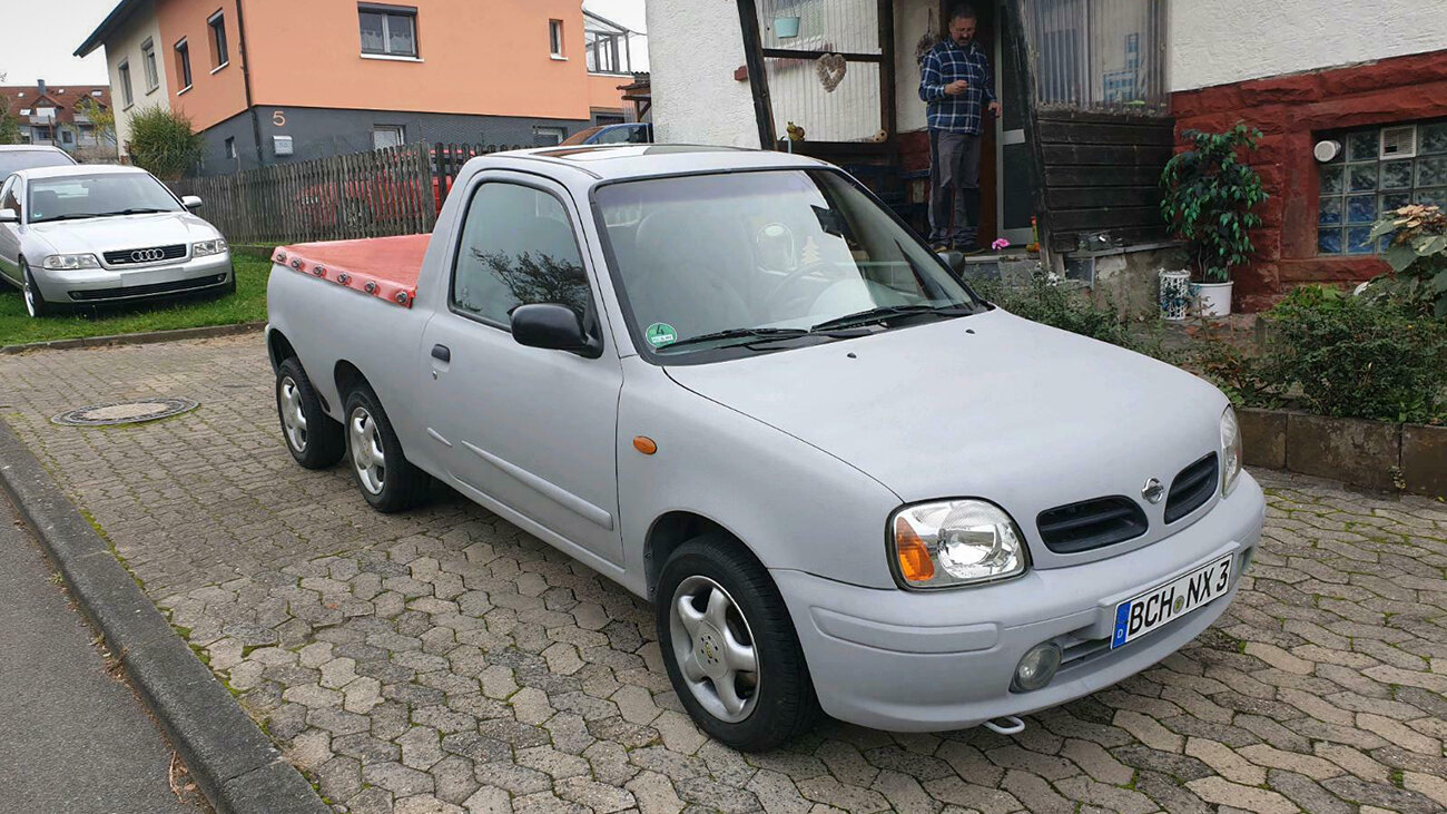 В Германии продают необычный шестиколёсный пикап на базе Nissan Micra