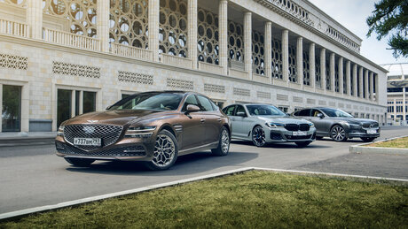 Товарное соседство. BMW 5 серии, Genesis G80 и Volvo S90: сравнительный тест