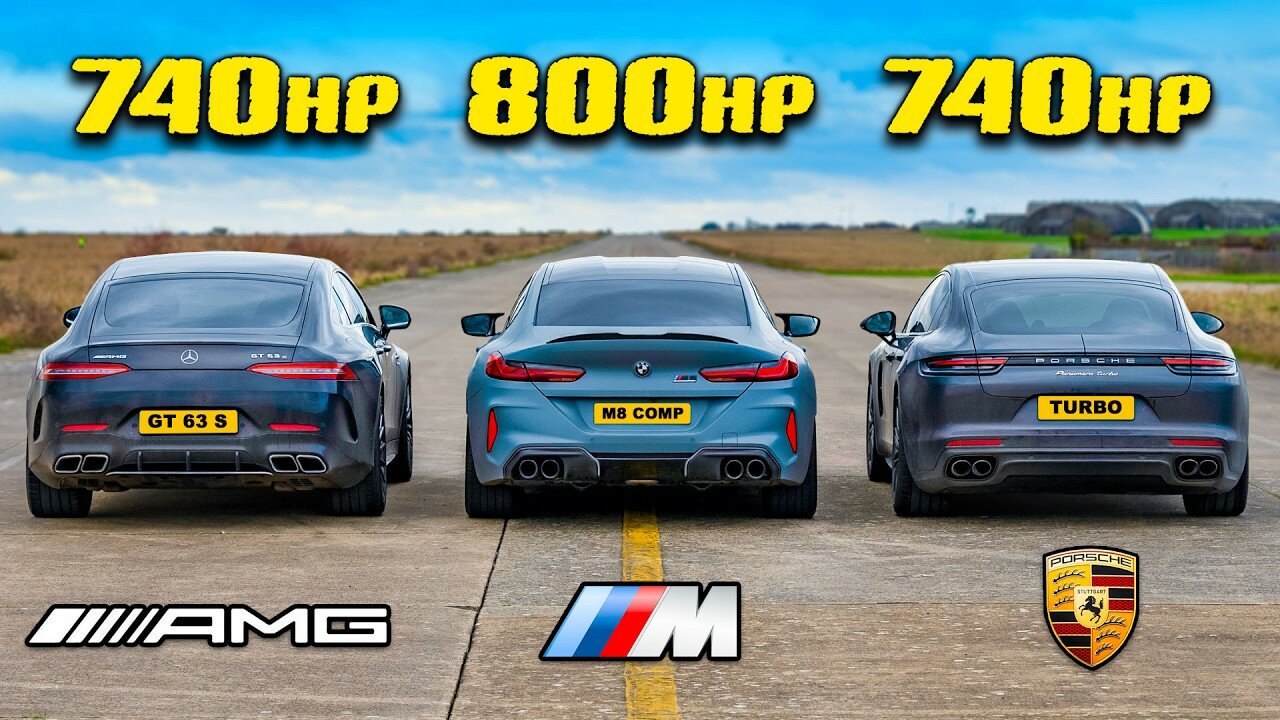 BMW, Mercedes-AMG и Porsche суммарной мощностью 2280 л.с. сразились в дрэге