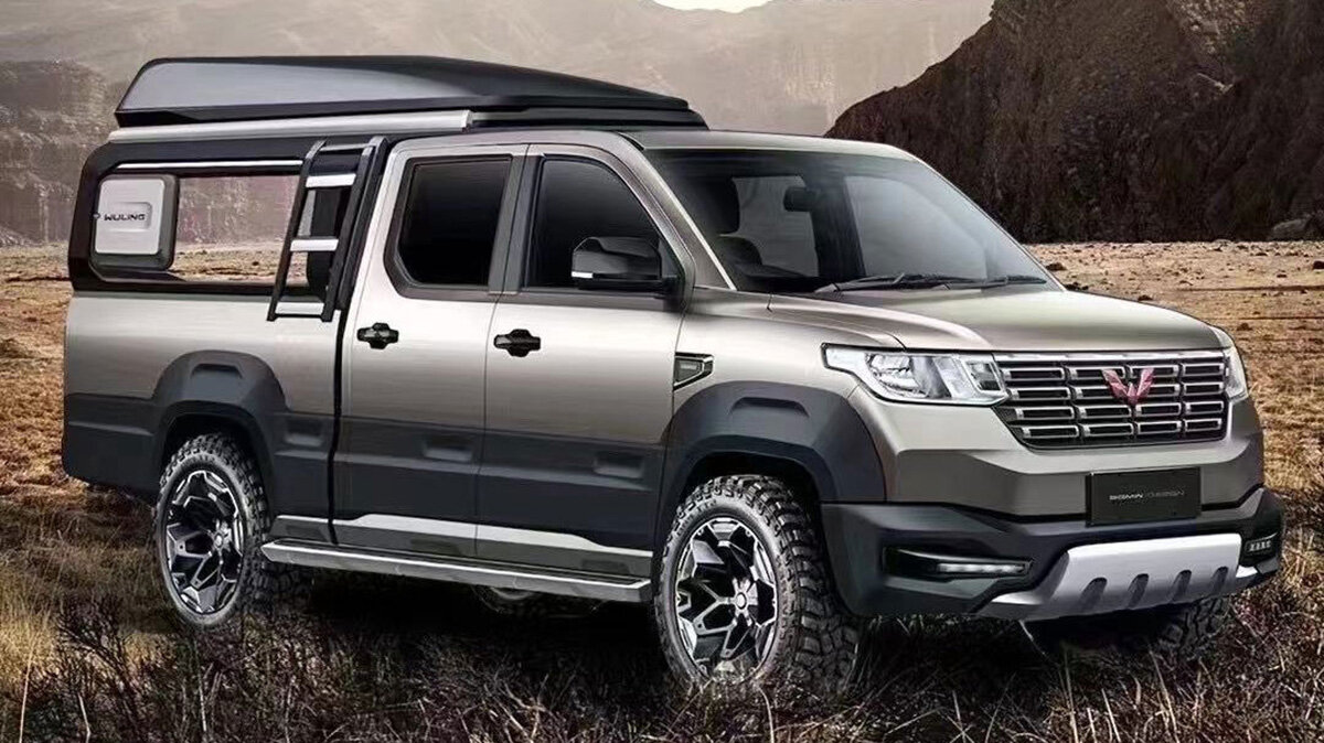 Китайский бренд Wuling показал молодёжный пикап, похожий на УАЗ. Но только гораздо экономичнее