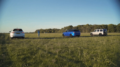Дрэг по полю: «Гелик» против Porsche Cayenne Turbo и Range Rover Sport SVR