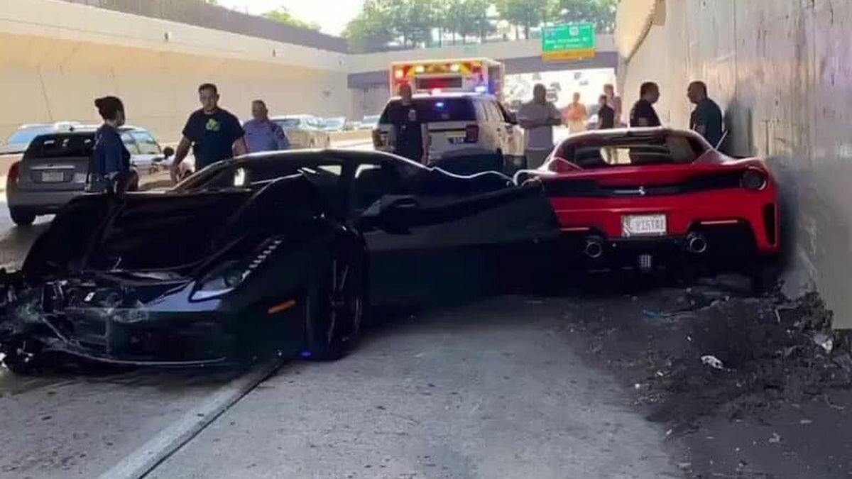 На ровном месте: ДТП с тремя Ferrari попало на видео