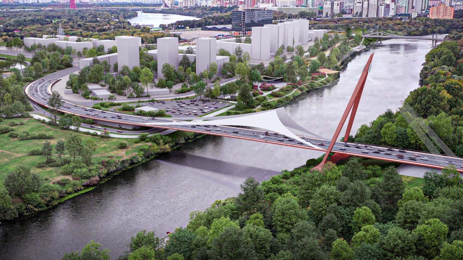 Автомобильный мост-«парус» и ещё шесть новых мостов для Москвы: как они будут выглядеть