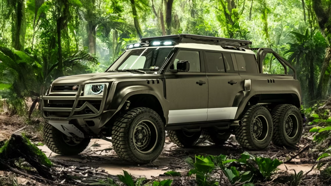 Фирма Apocalypse построила экстремальный Land Rover Defender: шесть колёс, 525 л.с. и пневмоподвеска