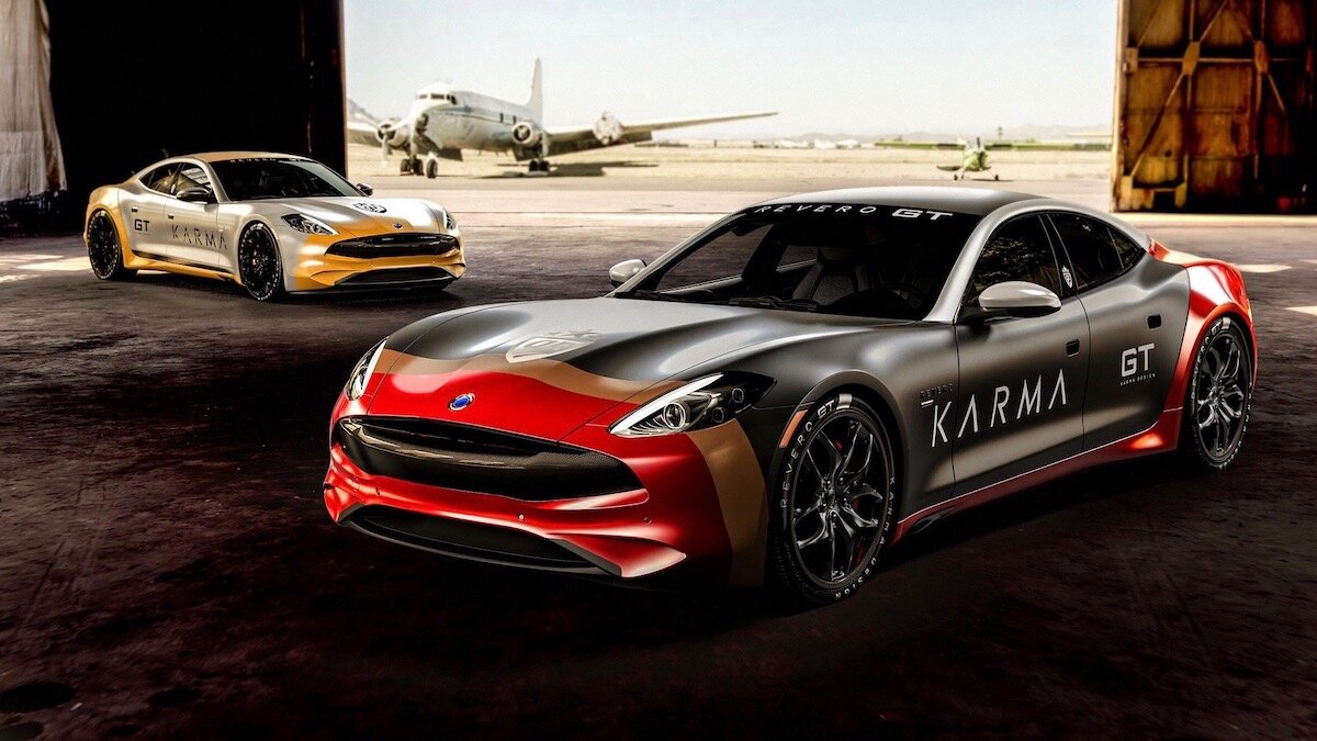 Два гибрида Karma Revero GT покрасили в честь истребителя и отправили путешествовать
