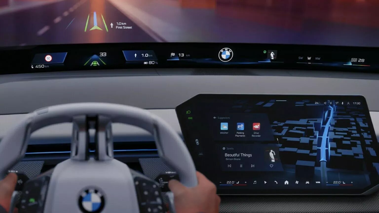 Марка BMW показала новый iDrive с проекцией на всё стекло