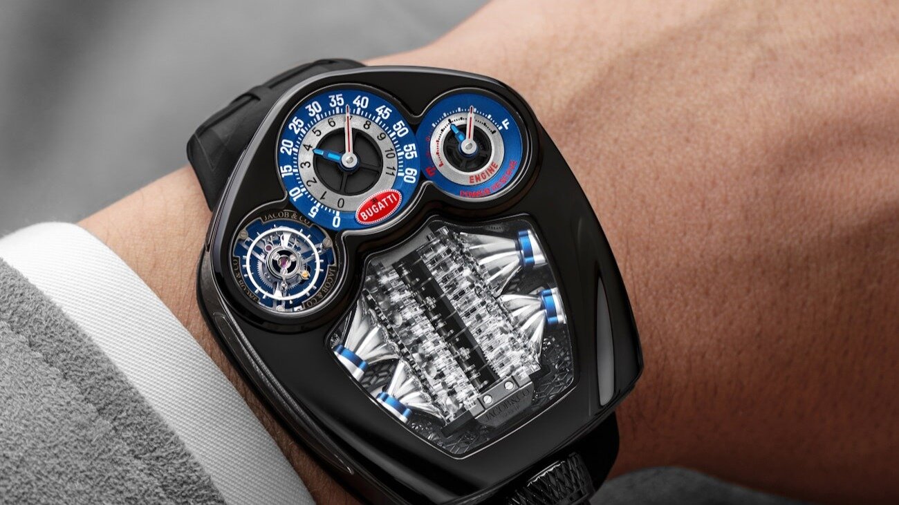 Фирма Jacob&Co выпустила часы в честь Bugatti Tourbillon с миниатюрным двигателем V16