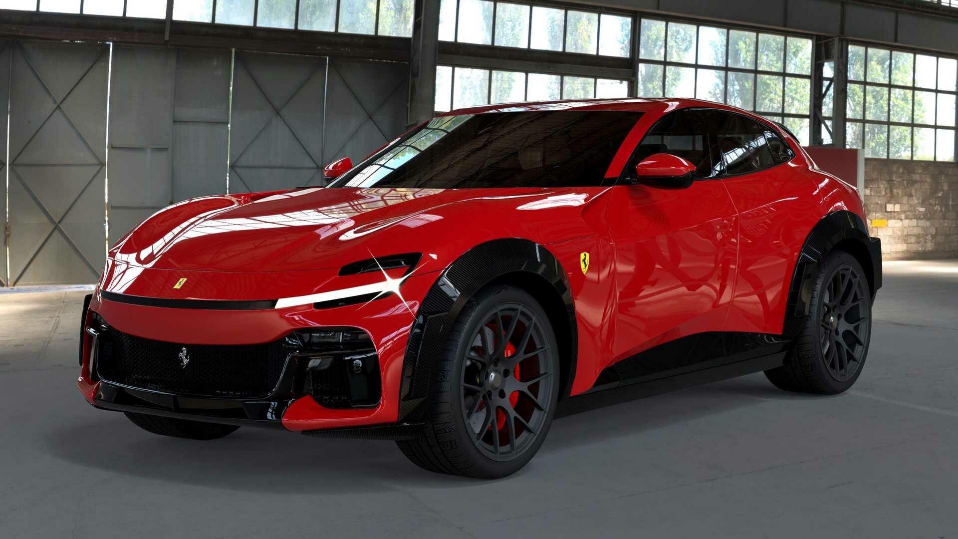 Немецкие тюнеры сделали широкий кроссовер Ferrari Purosangue на 24-дюймовых дисках